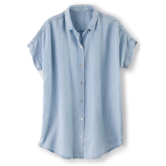 Soft Surroundings Je Veux 100% Lyocell Shirt Light Chambray Size S - Picture 4 of 16